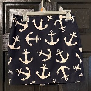 Nautical Anchor Print Skirt - Navy and White JCREW